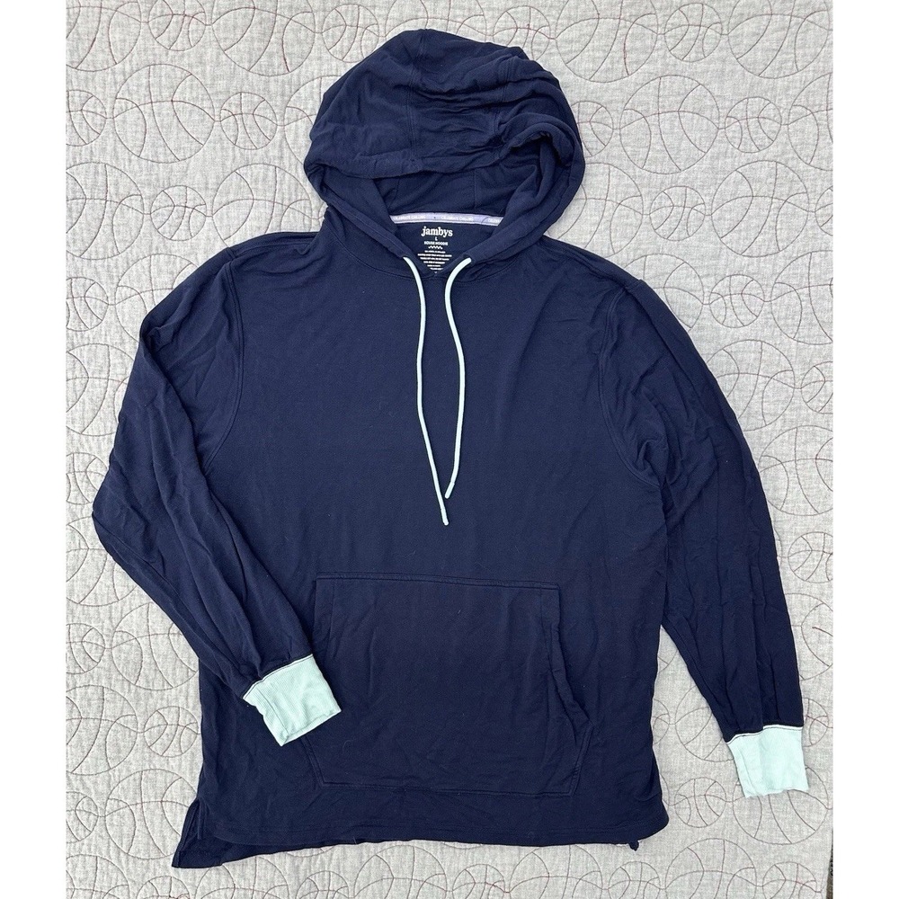 jambys House Hoodie Lightweight Cooling‎ Stretch Modal Navy Blue Men's Large